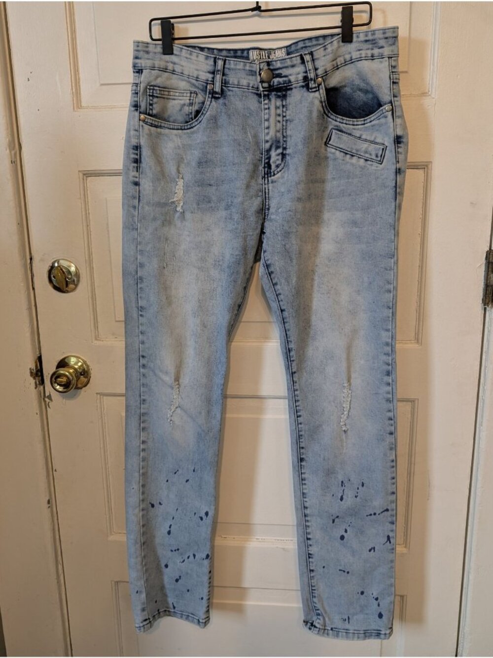 Women's Size XL Hustle Jeans Light-wash Slim-fit Denim Grunge Skater Y2K